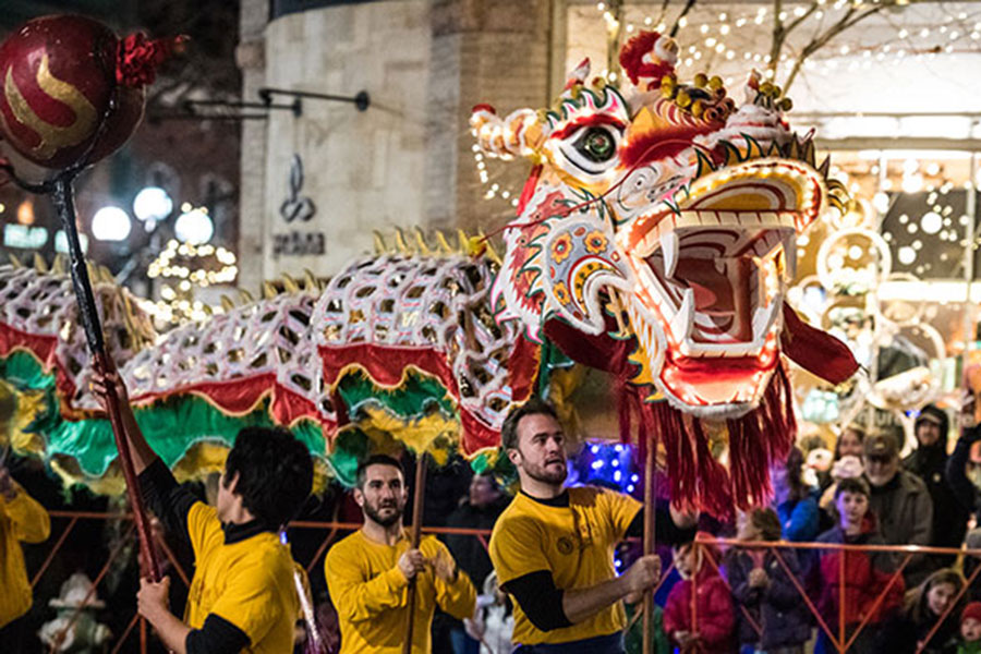 holiday dragon parade